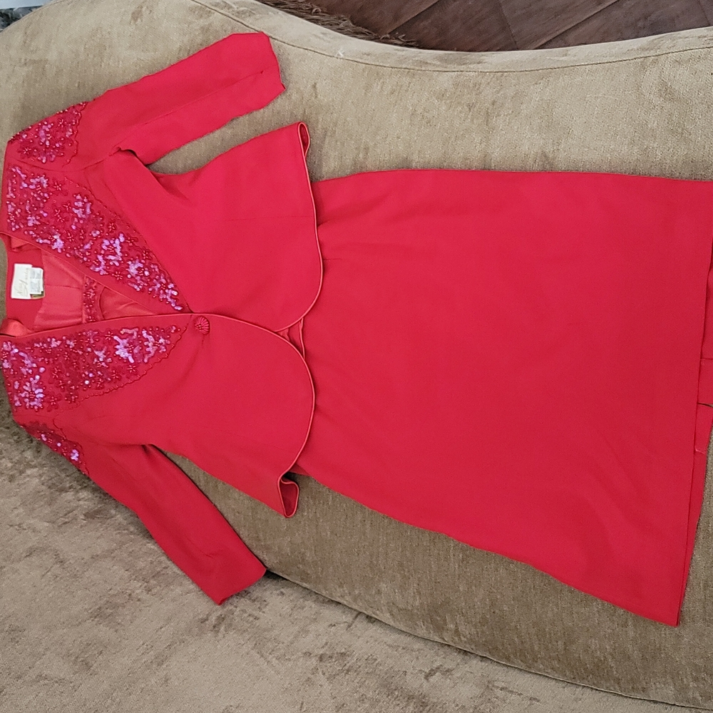 NWT Nina Austin 3 piece bejeweled skirt suit